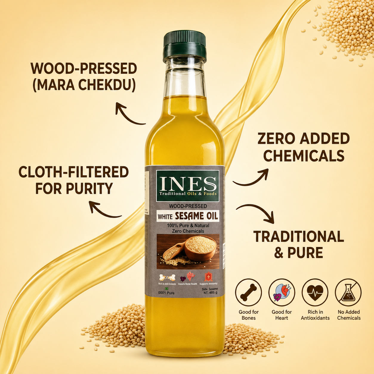 Wood Presssed White Sesame Oil – 100% Pure Oil - Image 4
