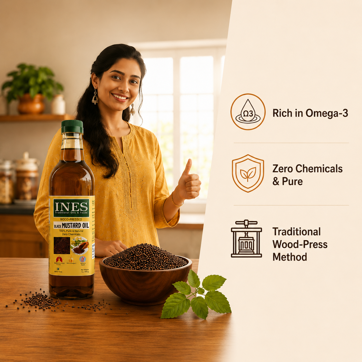 Wood Pressed Black Mustard Oil – 100% Pure Oil - Image 3