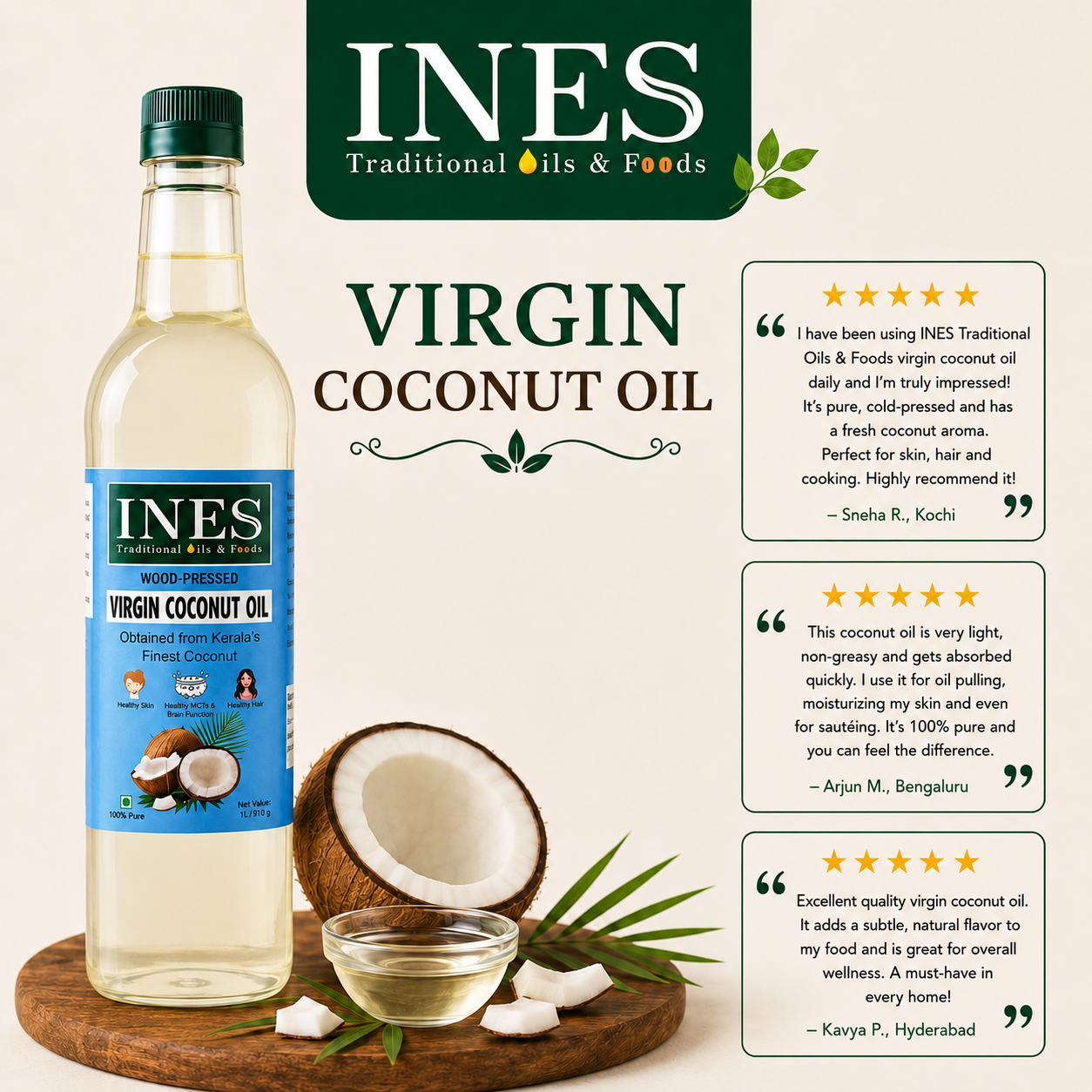 Wood Pressed Virgin Coconut Oil – 100% Pure Oil - Image 3