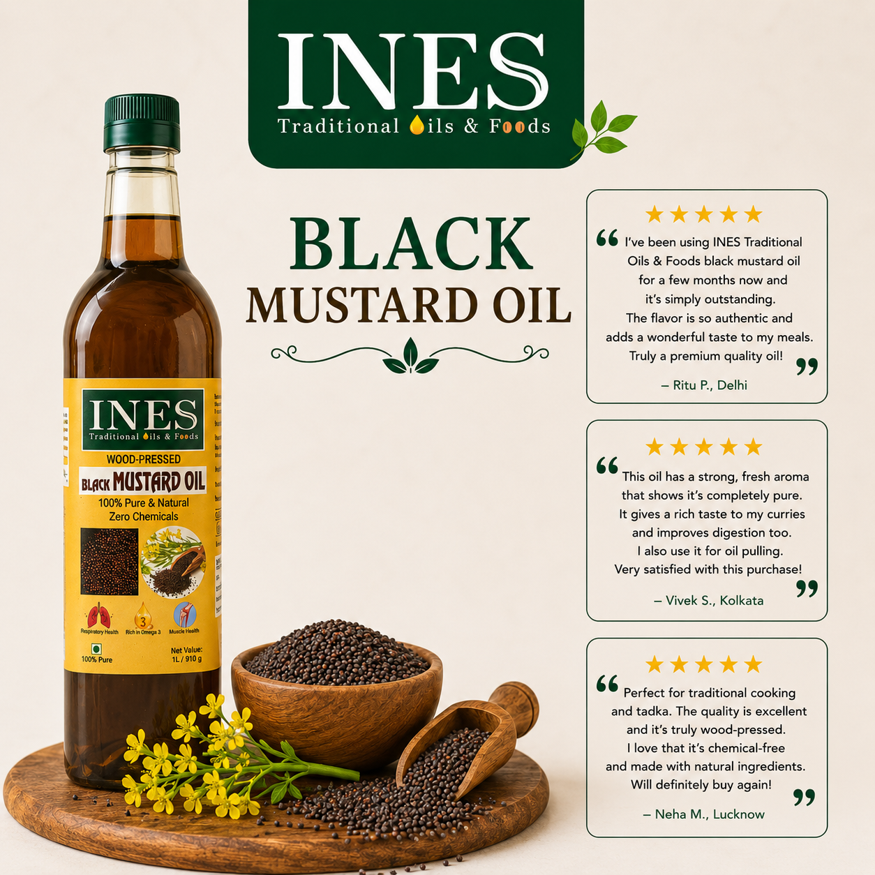 Wood Pressed Black Mustard Oil – 100% Pure Oil - Image 4
