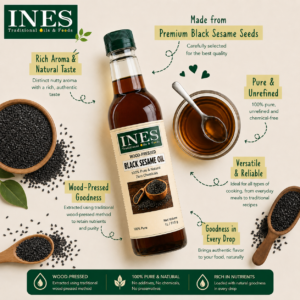 Wood Pressed Black Sesame Oil – 100% Pure Oil
