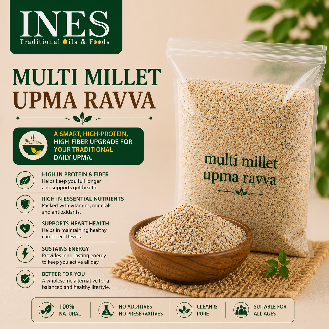 INES Multi Millet Upma Ravva – Wholesome & Nutritious - Image 2