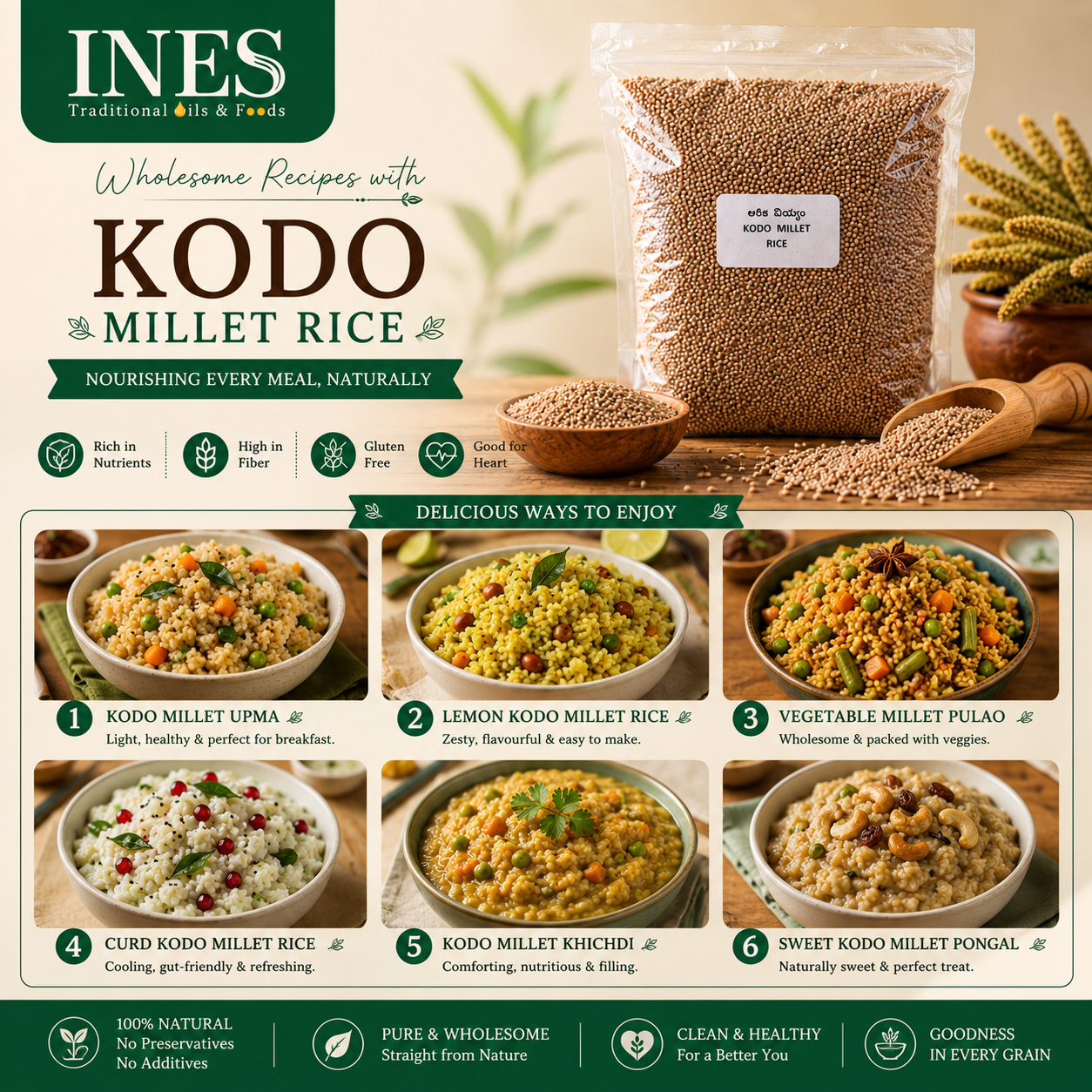 INES Kodo Millet Rice – Unpolished, Wholesome & Nutritious - Image 3
